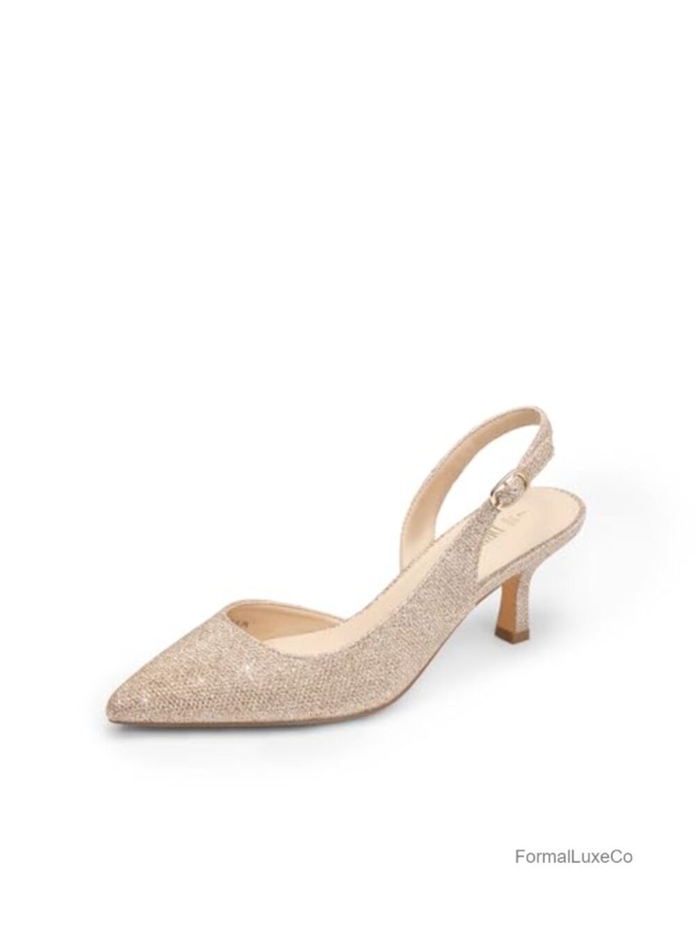 Women's Kitten Heel Slingback Pumps Pointed Toe Vegan Leather Dress Shoes